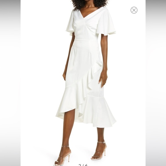 Amy Lynn— V-Neck Ruffle Midi Tea Dress - Picture 3 of 4
